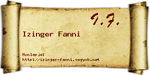 Izinger Fanni névjegykártya